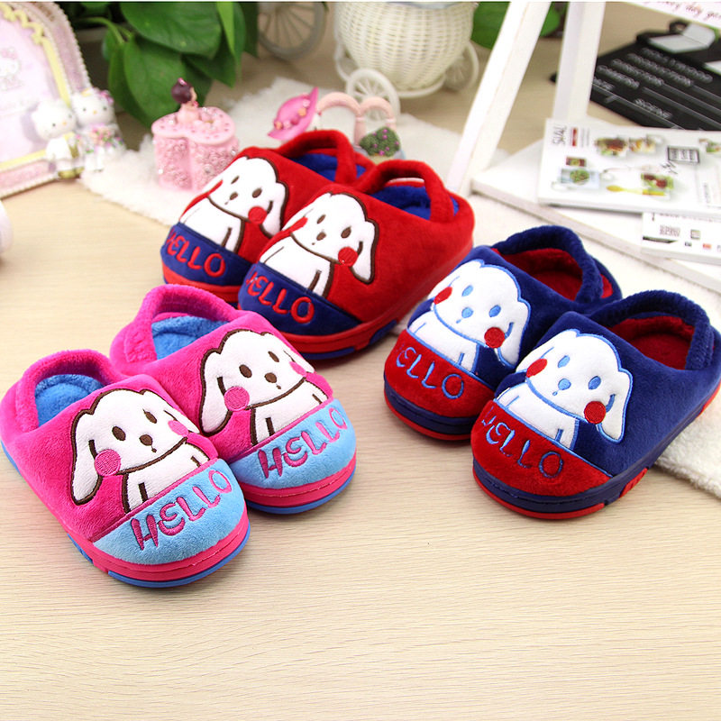 Pantoufles enfants en suède pour hiver - semelle caoutchouc - Ref 1016856 Image 6