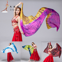 Pure true silk belly leather dance yarn towel Props Colorful Dance Performance Hand Throw scarves 2 5m