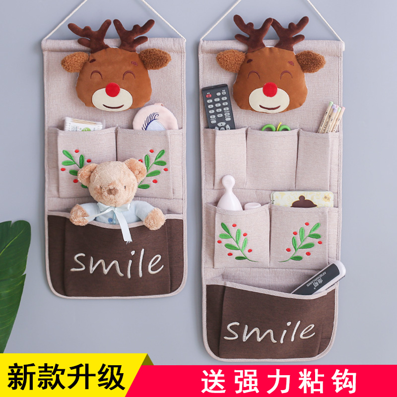Cartoon three-dimensional wall hanging fabric hanging bag storage bag behind the door bed head debris classification storage bag storage finishing bag