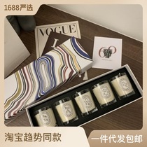 diptyque tin foil French white box winter limited aromatherapy gift box five scents romantic full house HOT