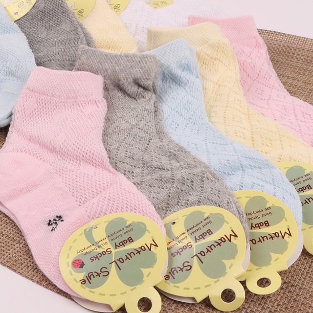 Japanese single summer crotch style breathable ຝ້າຍ socks ສະດວກສະບາຍ hollow ຕາຫນ່າງ socks ເດັກນ້ອຍຂະຫນາດກາງແລະຂະຫນາດນ້ອຍ mid-waist socks 5 ຄູ່ສົ່ງຟຣີ