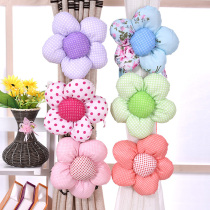 Korean version of fabric lace flower curtain strap curtain clip Sun flower curtain buckle tied flower rose simple
