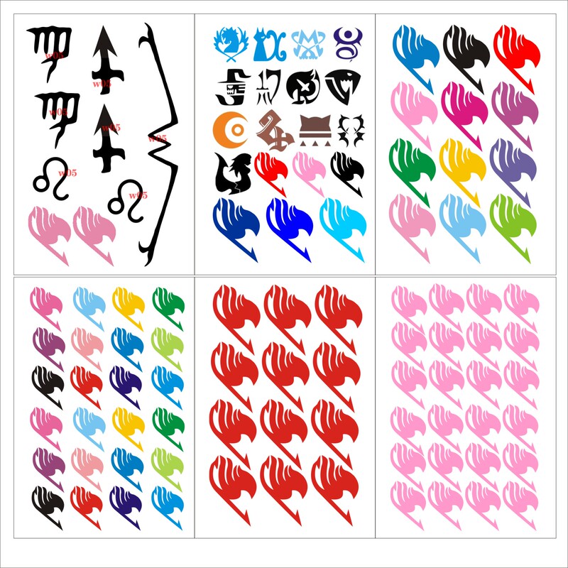 Anime Convention Fairy Tail Guild Logo Lucy Star Spirit Lion Zodiac Tattoo Sticker Erza Zullbia