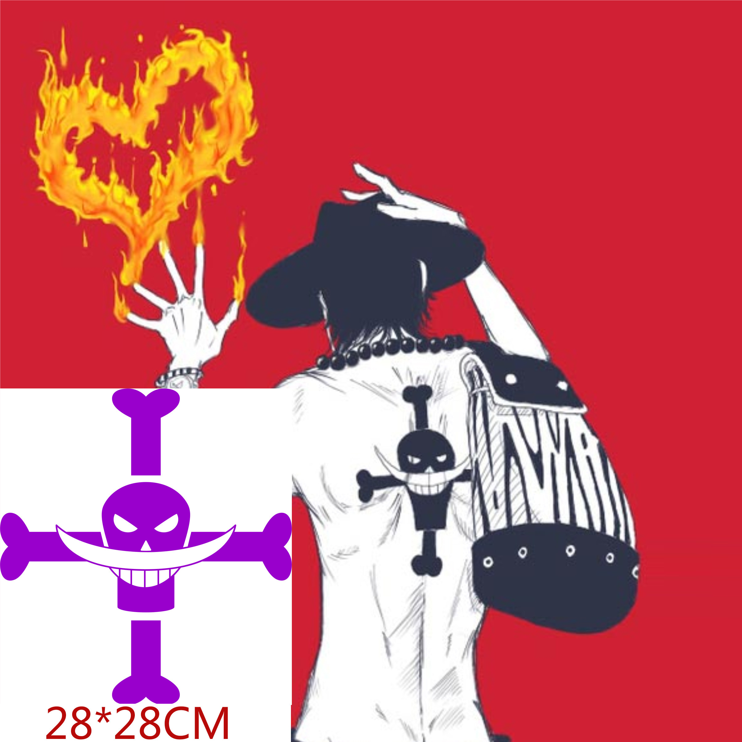 Ace Tattoo Sticker One Piece COS Comic Con Event Whitebeard One Piece Logo Anime Tattoo