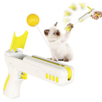 Foreign trade new human cat interactive toy rebound to tease cat stick feather and ball two kinds of fighting cat gun multicolor