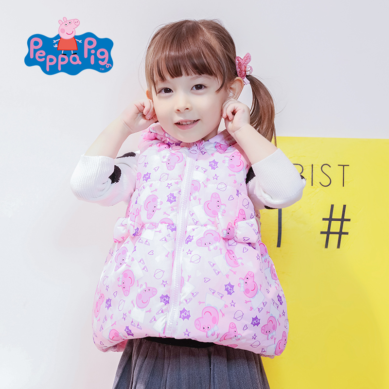 FUTURINO 芙瑞诺 小猪佩奇正版授权 连帽加绒加厚 女童马甲背心 天猫优惠券折后￥49包邮（￥99-50）90~130码可选