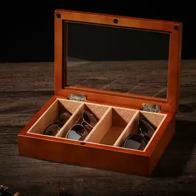 Wooden glasses box Sunglasses sunglasses myopia glasses glasses storage box multi-grid household simple glasses collection box