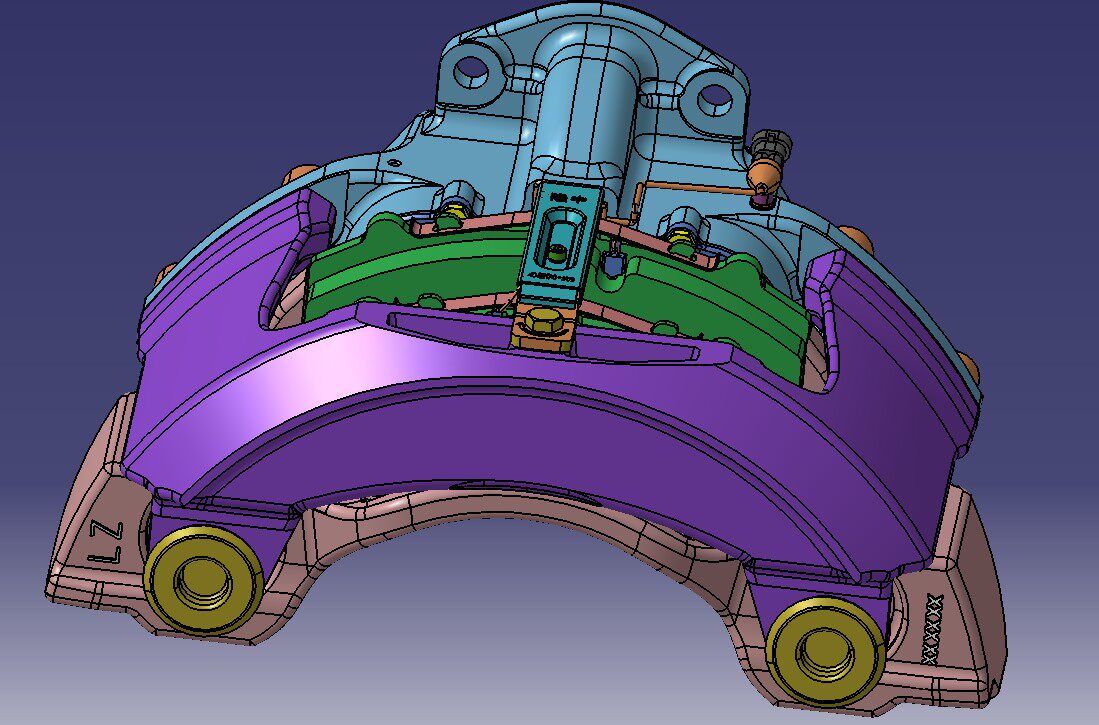 Disc brake caliper assembly 3D model drawings STEP format
