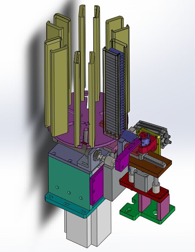 Turntable stacking feeding and unloading mechanism drawing (magnetic tile storage component) 3D model Solidworks