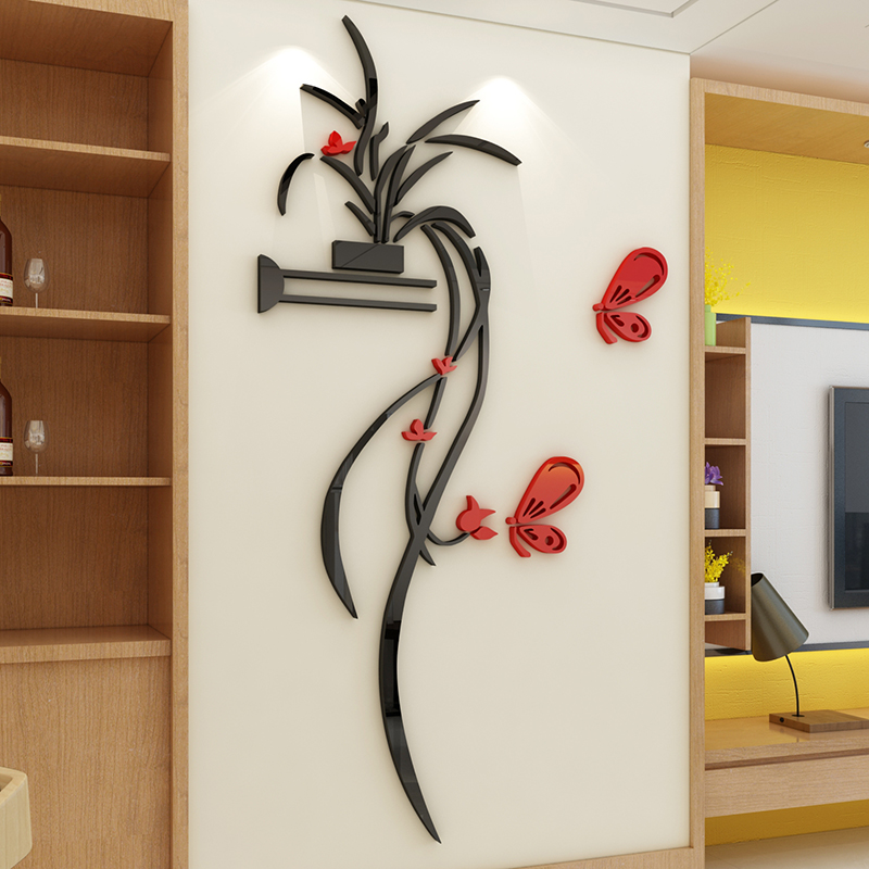 Chanlan Creative Sticker Self-Adhesive Acrylic 3d Solid Wall Sticker Living-room TV Background Wall Genguan Wall Decoration