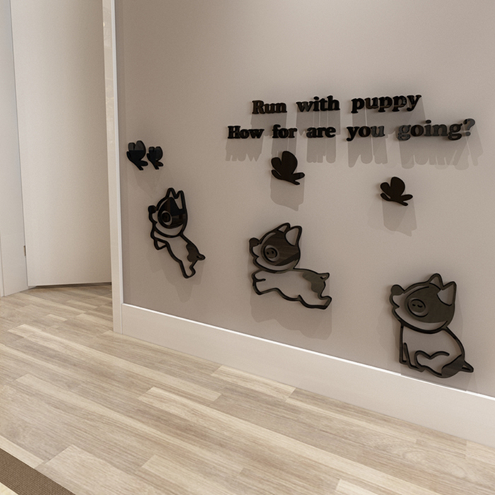 Xiaoming Dog 3D Acrylic stereo wall sticker cartoon children's bedroom kindergarten room decorative stickers