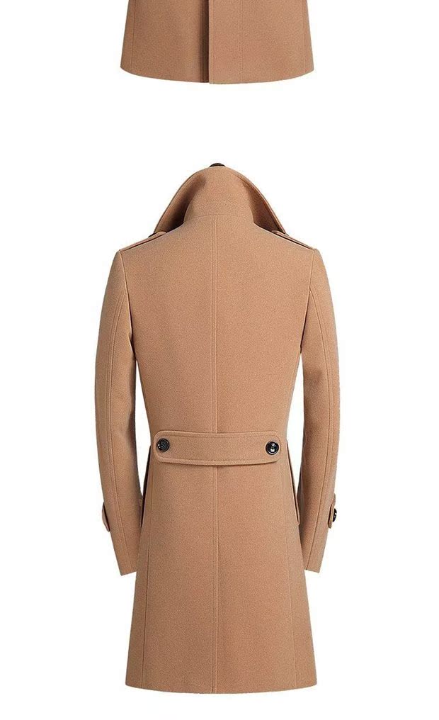 Áo khoác mùa đông nước Anh dài Áo khoác len mỏng Màu len đơn giản dành cho doanh nhân áo khoác hoodie nam
