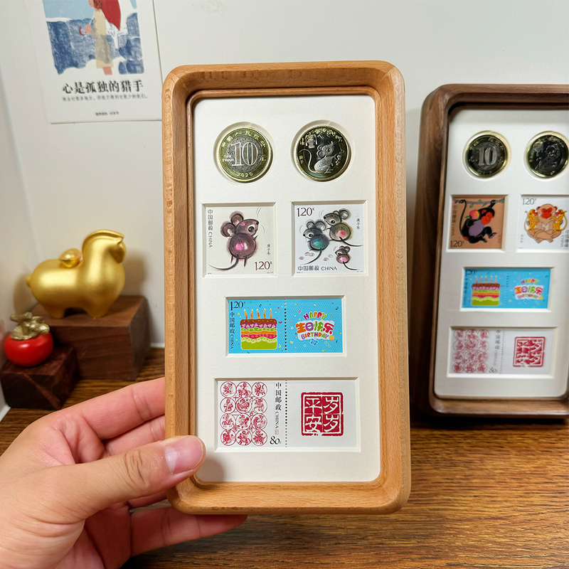 Twelve Zodiac Commemorative Coins 1980-2025 Stamp Photo Frame Display Stand Gift for Leaders, Male and Female Friends, and Besties