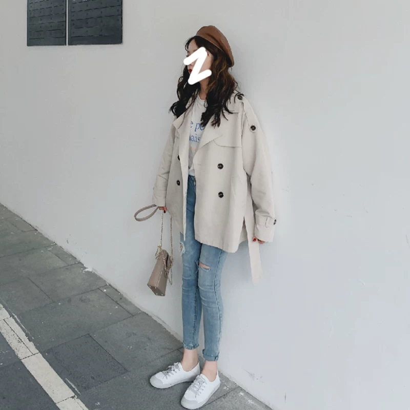 Короткое осеннее trench coat, куртка, для подростков, 2025 года, корейский стиль, британский стиль