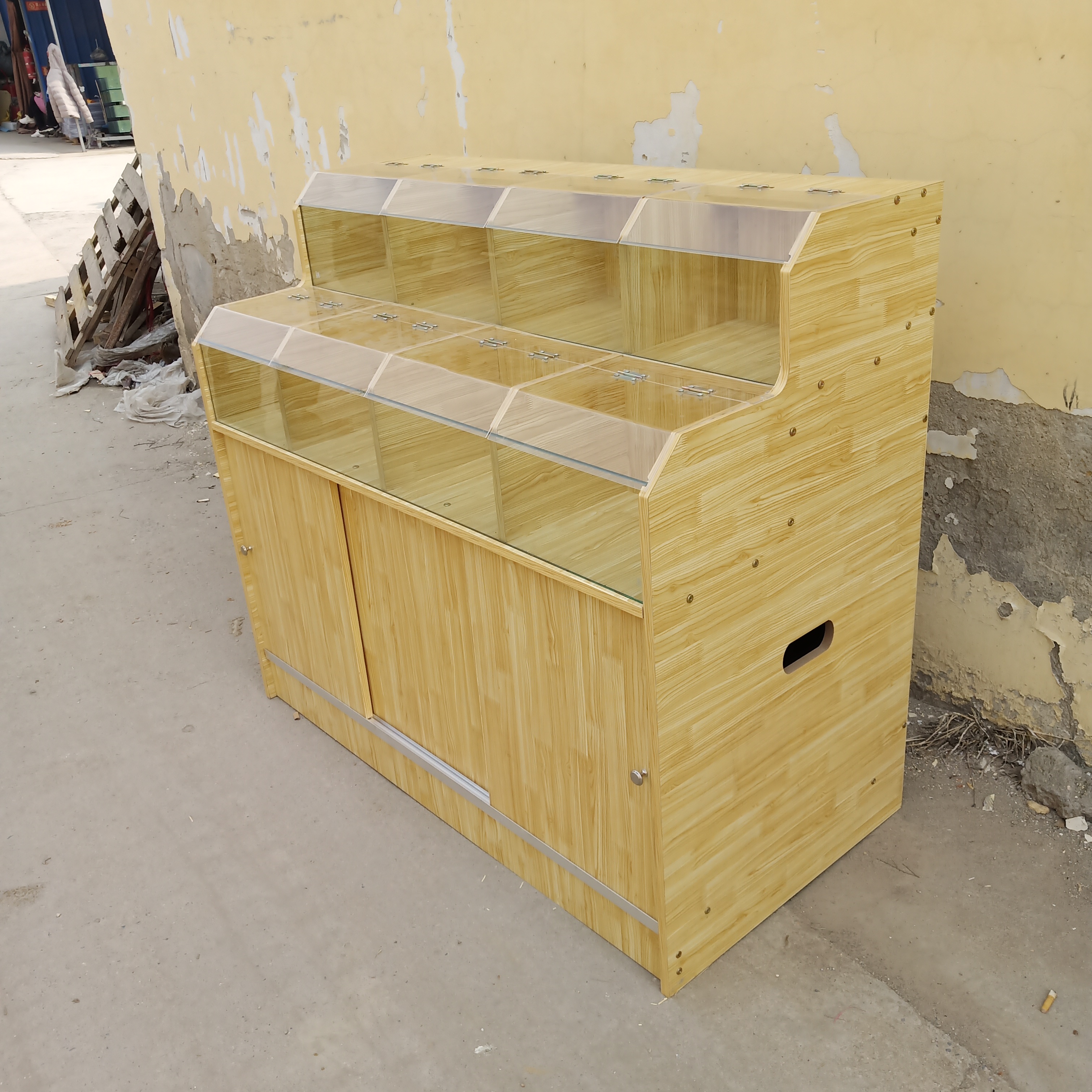 Shelf Supermarket Five Cereals Grocery Display Cabinet Candy Snacks Convenience Store Step Dry Fruit Racks Loose to Melon Racks