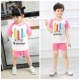 Quần áo trẻ em nam nữ nhà ngắn 100% quần short ngắn tay hai mảnh mùa hè quần áo trẻ em lớn quần áo mùa hè trẻ em