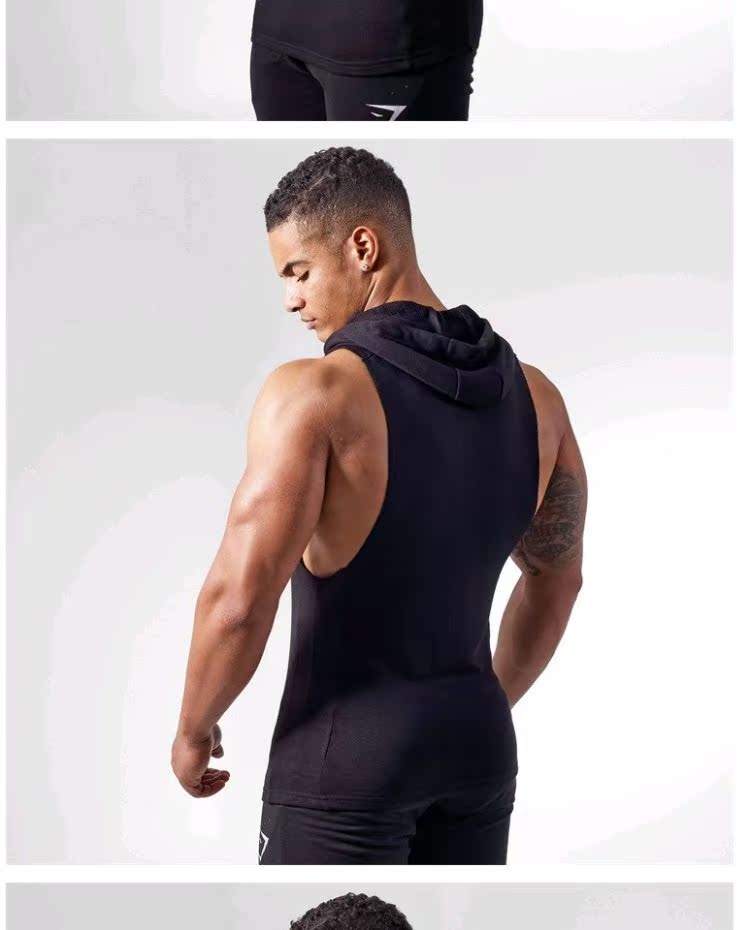 Gymshark cơ bắp không tay trùm đầu nữ vest anh em cotton thoáng khí nam thể thao phòng tập thể dục chó áo len áo khoác nam hoodie