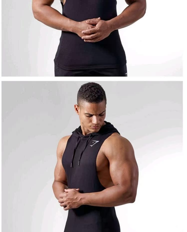 Gymshark cơ bắp không tay trùm đầu nữ vest anh em cotton thoáng khí nam thể thao phòng tập thể dục chó áo len áo khoác nam hoodie