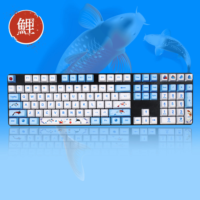 Detective hot sublimation keycap PBT cherry powder blue cherry cherry MX1 0 6 0 8 0 keyboard cap