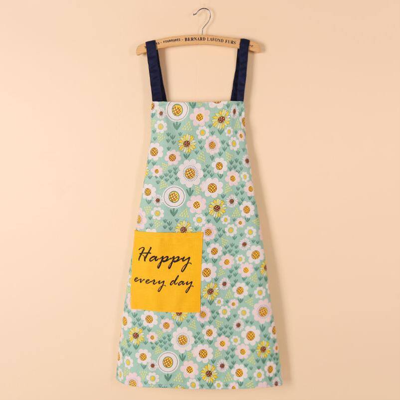Apron Woman Home Kitchen 2021 New Cooking Long Version Canteen South Korea Hotel Pretty Broken Flowers Fairy Cuddling Bag Style