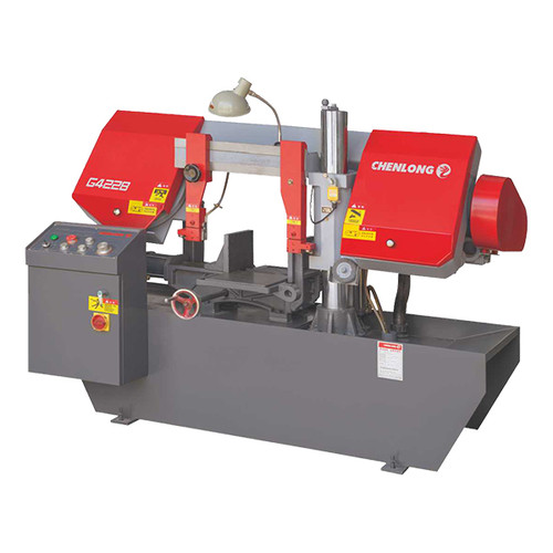 Chenlong horizontal double-column metal band sawing machine G4228 semi-automatic according to the 45th round steel according to the bed accessories grating ruler
