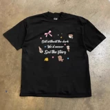 Ретро хлопковая футболка с коротким рукавом для отдыха, в американском стиле, оверсайз