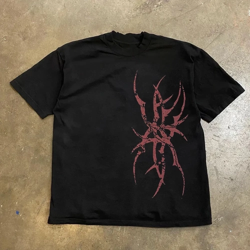 Хлопковая брендовая футболка с коротким рукавом для влюбленных, в американском стиле