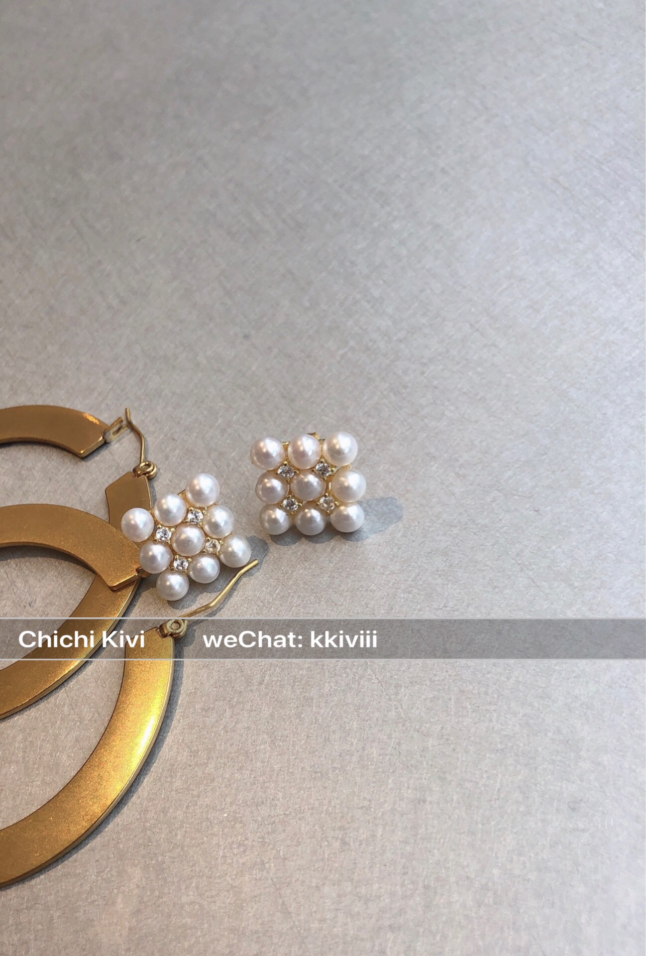 chichikivi Natural freshwater pearl retro fat square pillow with hand inlaid Japanese ear pin 925 ear needle