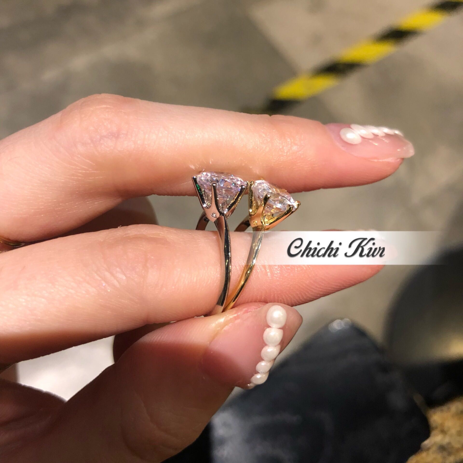 Chichikivi gives back light luxury exclusive European and American super imported natural zircon large diamond ring sterling silver plated with 18 gold