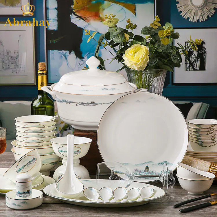 G20 Summit Tableware Jingdezhen Bowl and Plate Set Light Luxury Chinese Style Household New Bone China Tableware 58 Pieces Housewarming Gift G20 Summit Tableware Jingdezhen Bowl and Plate Set Light Luxury Chinese Style Household New Bone China Tableware 58 Pieces Housewarming Gift