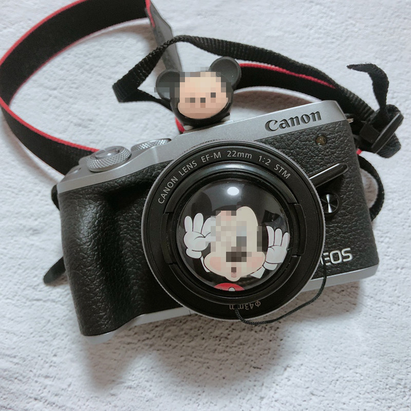 SLR camera cartoon lens cover with anti-loss rope Taxi Panda creative cute hot shoe doll protective cover