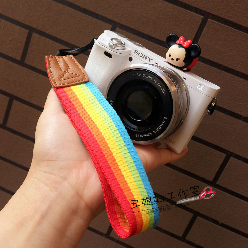 Rainbow Stripe Micro-SLR Camera Polaroid Camera Wrist strap Lanyard New special offer 