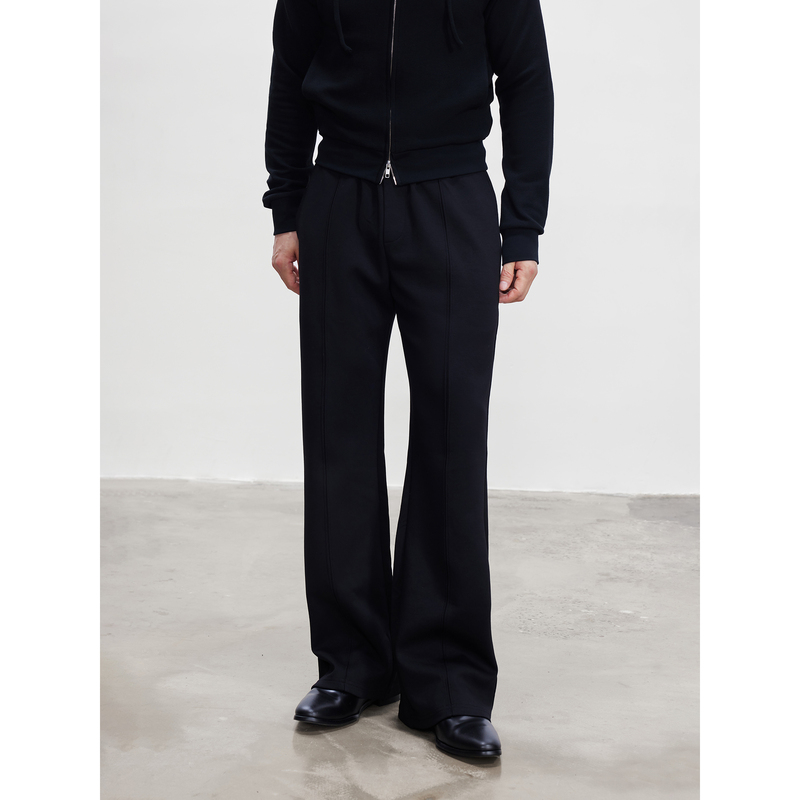 Respondence Air Layer Double Pleated Pants with Center Seam, Skin-Friendly, Soft, Versatile, Leg-Lengthening, Casual Straight-Leg Pants