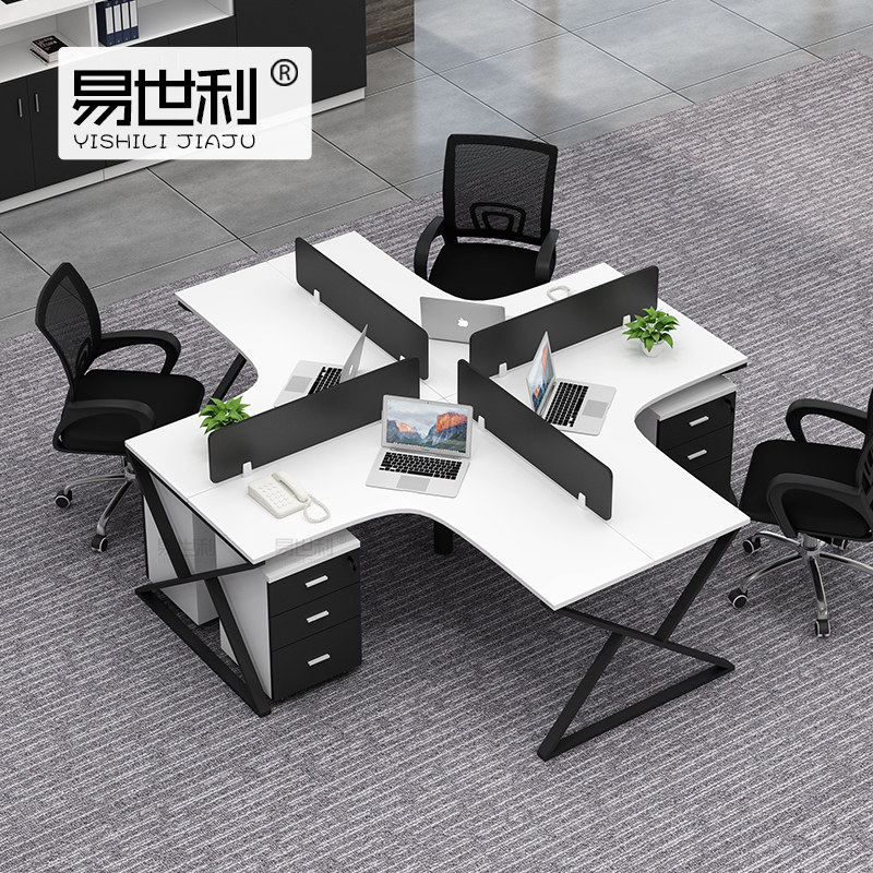 Steel frame staff desk 24 6 people four simple modern office computer desk chair combination screen station