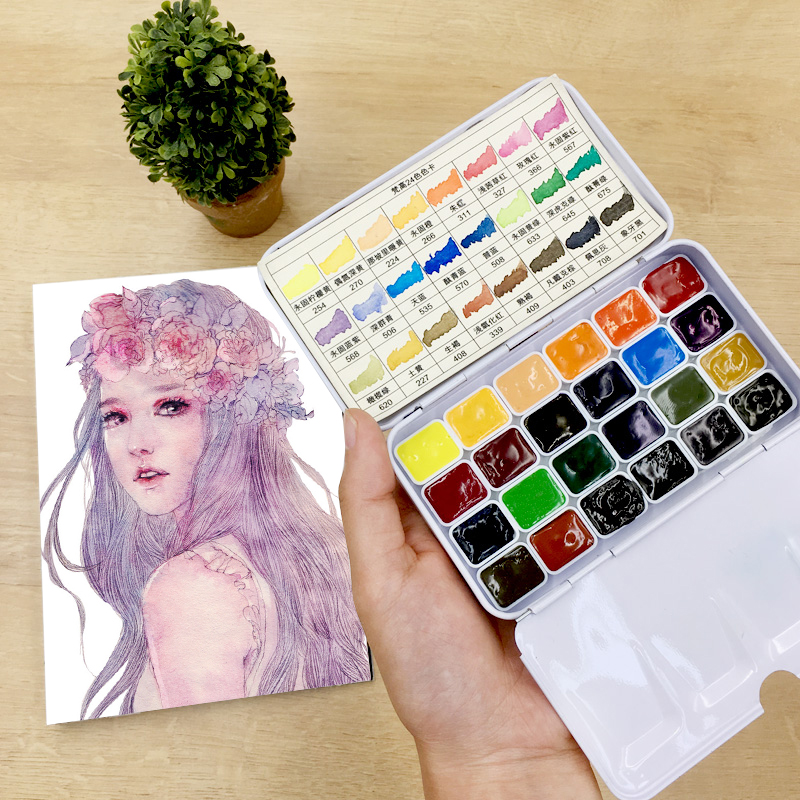 Sakura nicker Hayao Miyazaki opaque Shinelli blue hummingbird Marley solid watercolor paint split