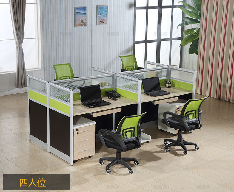 Modern minimalist office furniture Guangzhou desk screen partition staff computer table and chairs 4 people combined working position