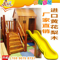 New restaurant Decos indoor childrens playground slide wooden game house combination imported wooden slide