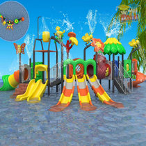 Large outdoor water plastic childrens swimming pool inside toys spray water large double barrel large side slide