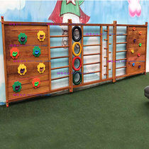 Kindergarten childrens wall climbing frame toys sensory integration wooden huanghuali rock climbing wall tire climbing net toy frame