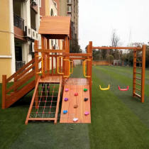 Kindergarten outdoor large climbing frame toy wooden slide children huanghuali wooden slide swing combination
