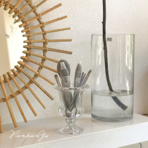 * Chips * ins French embossed crystal vase retro flanging decoration makeup brush bucket storage desktop ornaments