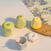 South Korea Ins Creativity Emulation Fruit Pears Seasoning Jar Matte Seasoning Box Suit Home Kitchen Containing Finishing