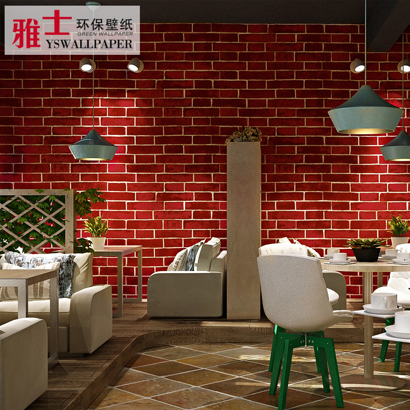 3D retro red brick blue brick antique brick brick pattern brick wallpaper non-self-adhesive shop decoration hotel wallpaper imitation brick
