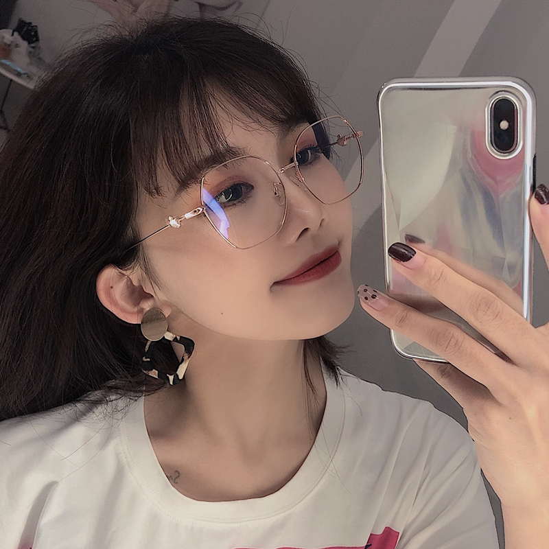 Radiation-proof close-looking eye mirror woman equipped with degree mesh red wire eye male Korean version tide large round frame anti-blue light mirror