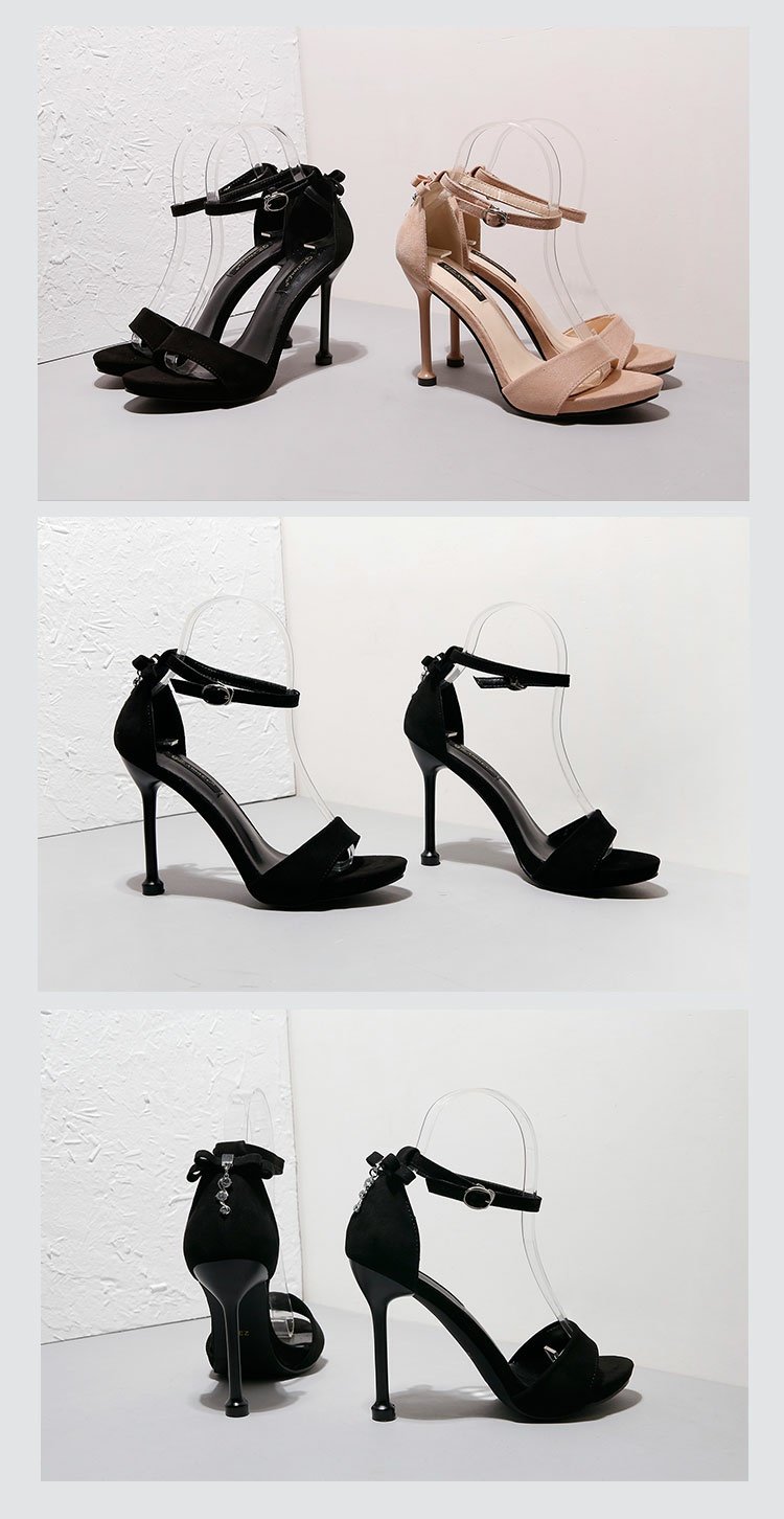 Giày cao gót nữ có quai cao gót 2018 mùa hè mới Hàn Quốc gợi cảm hoang dã hở mũi mùa hè dép givenchy
