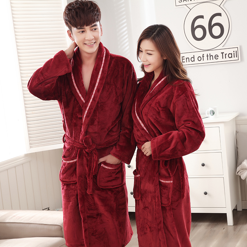 Mùa thu và mùa đông vài chiếc áo choàng tắm san hô flannel áo ngủ cho nữ dày cộng với bộ đồ ngủ nam dài cỡ lớn phục vụ nhà đồ ngủ trẻ em