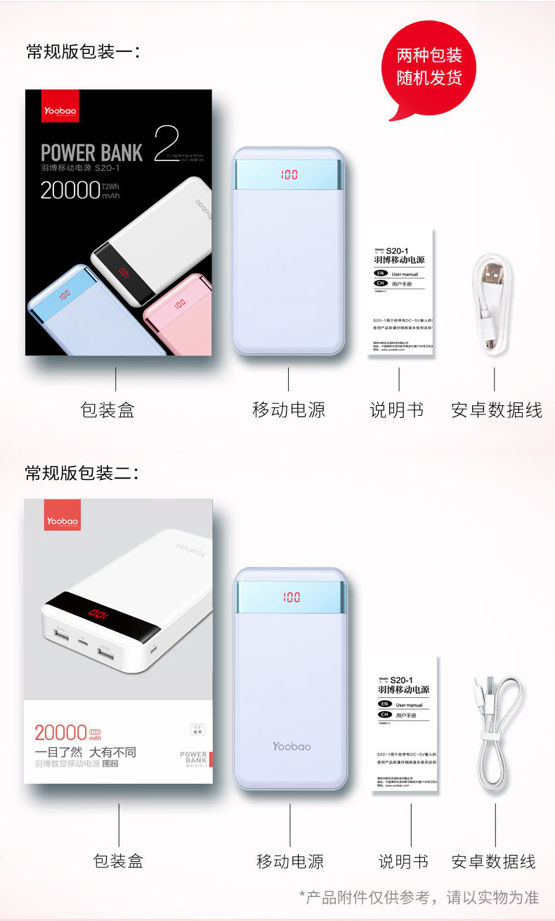Yu Bo sạc kho báu 20000m mA OPPO khả năng hiển thị kỹ thuật số lớn 20000 điện thoại của Apple phổ biến điện thoại di động Po OPPO Huawei điện sạc nhanh viov âm thanh siêu di động cô gái thông minh lắc - Ngân hàng điện thoại di động sạc dự phòng ava 7500