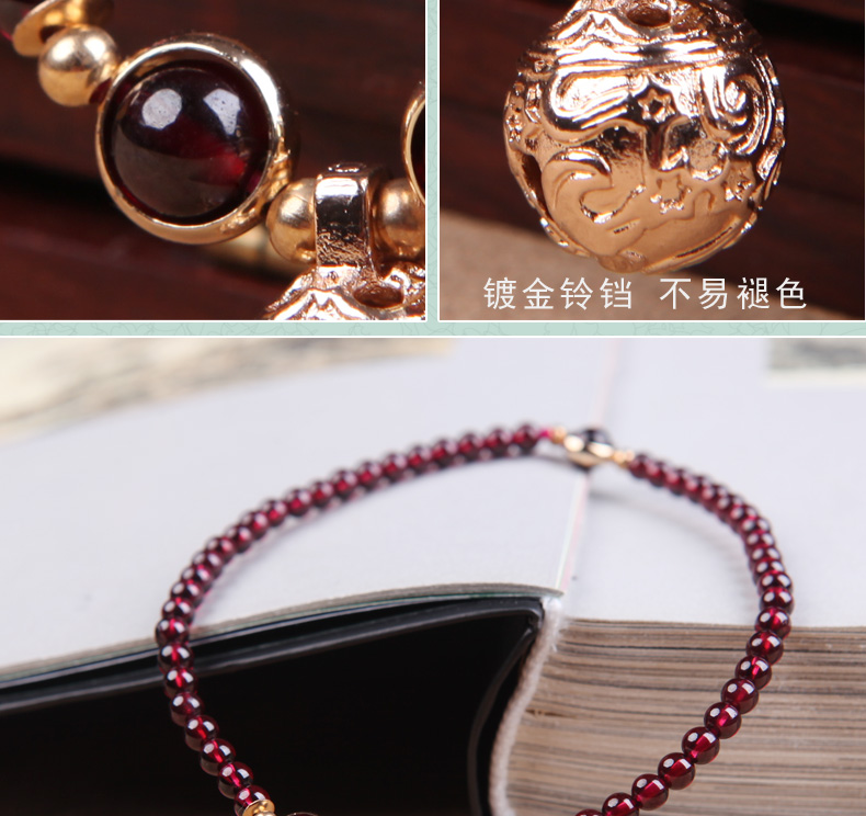 Feng Yi (trang trí) vòng chân nữ thời trang chuông garnet phụ kiện trang sức dân tộc vòng đeo chân cho nữ