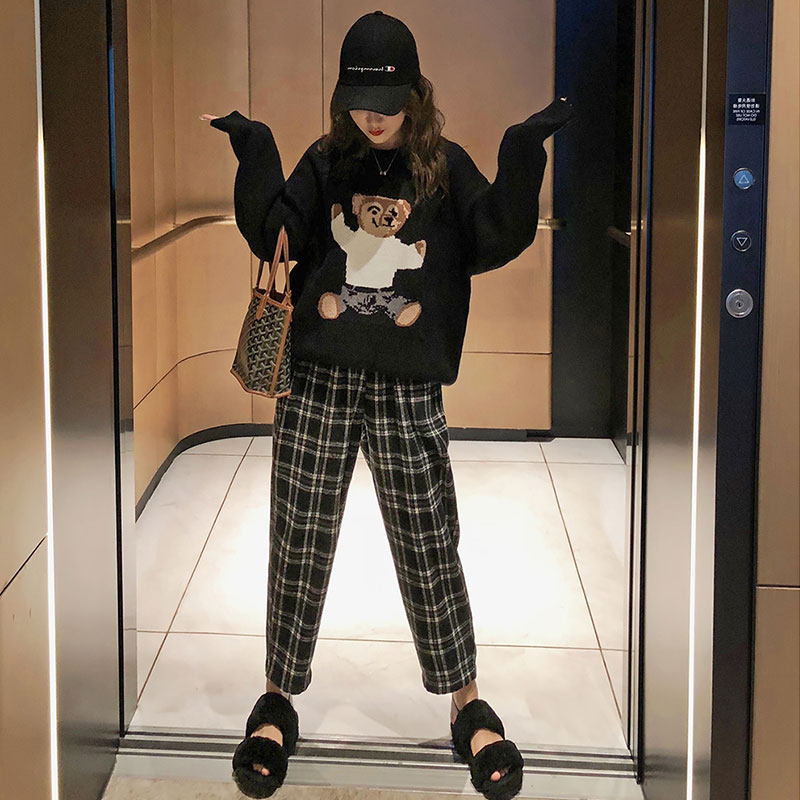 Sandro Moscoloni Fashion Package Women 2023 Fall and Winter New Lax Sweater Leisure Pants Two Pieces