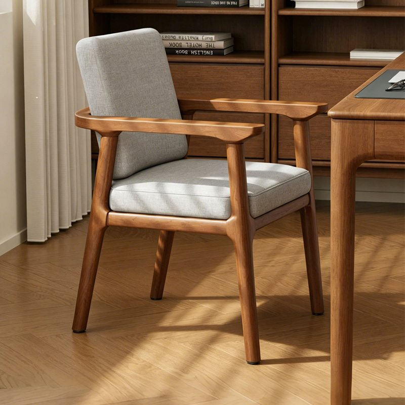 Solid Wood Dining Chair, Home Computer Chair, Long-Sitting Sofa Chair, Backrest Chair, Desk Chair, Walnut Chinese Tea Chair, Scholar Chair